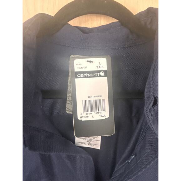 Carhartt FR Flame Resistant Twill Work Shirt Navy Blue L Tall - Picture 9 of 12